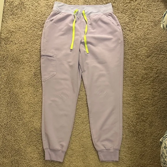 Figs Women's Limited Edition Light Purple Jogger Set with Neon Accents - Picture 4 of 6